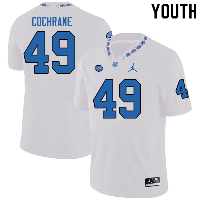 Jordan Brand Youth #49 Parks Cochrane North Carolina Tar Heels College Football Jerseys Sale-White